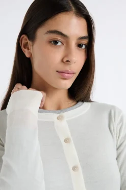 ETAM Cuello En V|Chaquetas|Rebeca de lana crudo