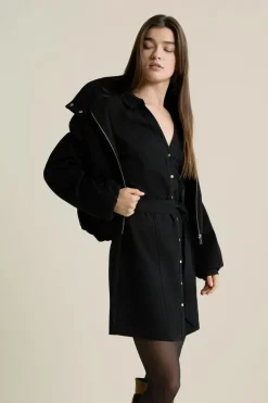ETAM Vestidos Cortos|Vestidos Lisos|Robe ceinturée NOIR
