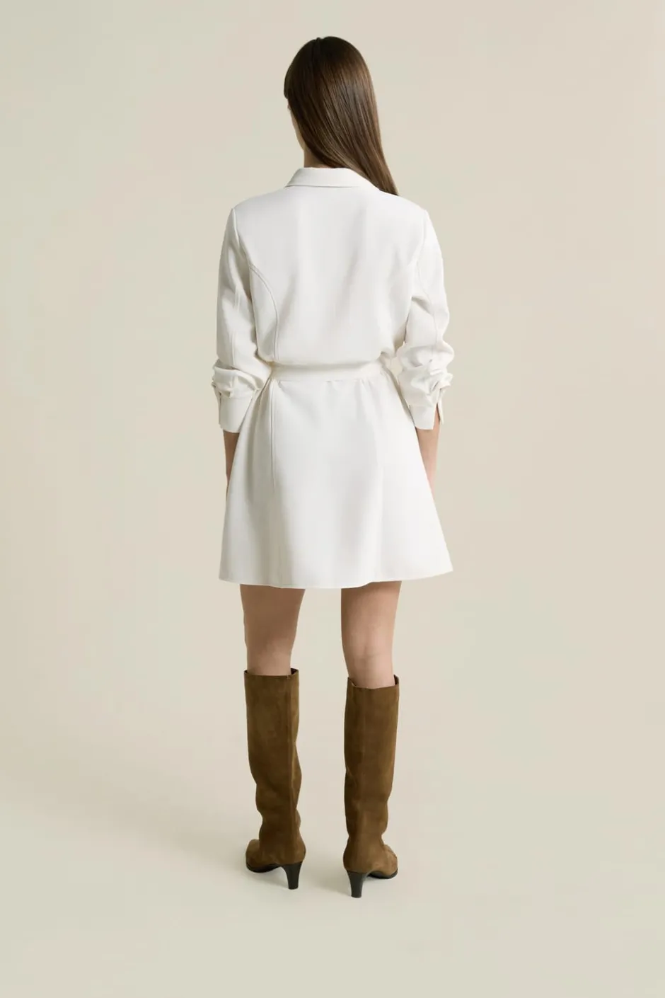 ETAM Vestidos Cortos|Vestidos Lisos|Robe ceinturée ECRU