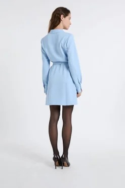 ETAM Vestidos Cortos|Vestidos Lisos|Robe courte avec col chemise BLEU