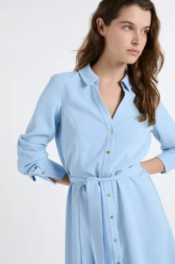 ETAM Vestidos Cortos|Vestidos Lisos|Robe courte avec col chemise BLEU