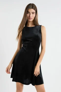 ETAM Vestidos Cortos|Vestidos Lisos|Robe courte en velours NOIR