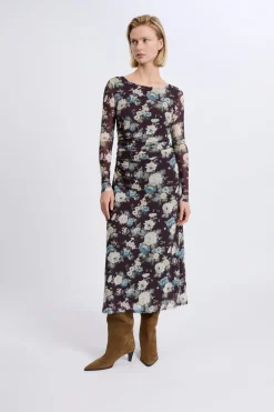 ETAM Vestidos Largos|Vestidos Florales|Robe longue à motifs fleuris IMP FD VIOLET.