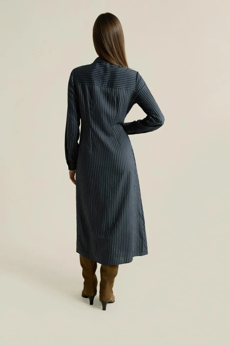 ETAM Vestidos Largos|Vestidos|Robe longue à rayures effet cache-cœur ENCRE