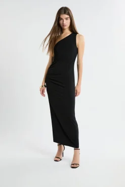 ETAM Vestidos Largos|Vestidos Lisos|Robe longue asymétrique NOIR