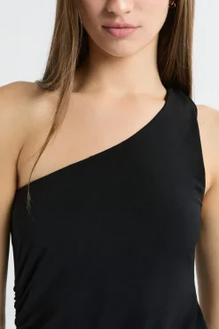ETAM Vestidos Largos|Vestidos Lisos|Robe longue asymétrique NOIR
