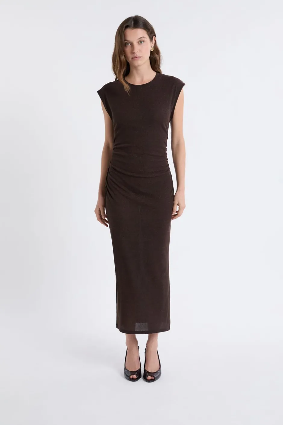 ETAM Vestidos Largos|Vestidos Lisos|Robe longue fendue MARRON