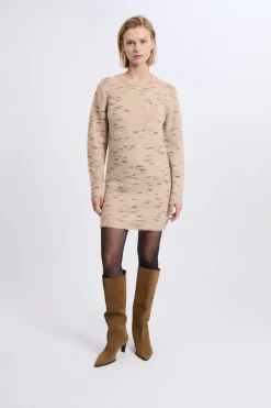 ETAM Vestidos Cortos|Vestidos De Punto|Robe pull en maille TAUPE
