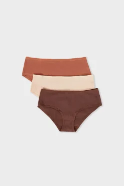 ETAM Culotte|Packs De Braguitas|Set de 3 bragas culottes de algodón BEIGE