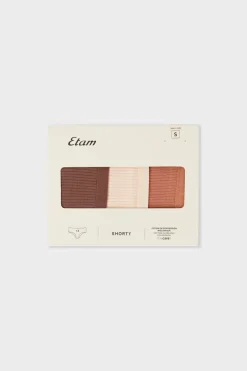 ETAM Culotte|Packs De Braguitas|Set de 3 bragas culottes de algodón BEIGE