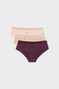 ETAM Packs De Braguitas|Culotte|Set de 3 bragas culottes de algodón MORADO