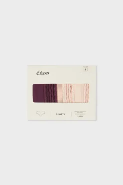 ETAM Packs De Braguitas|Culotte|Set de 3 bragas culottes de algodón MORADO