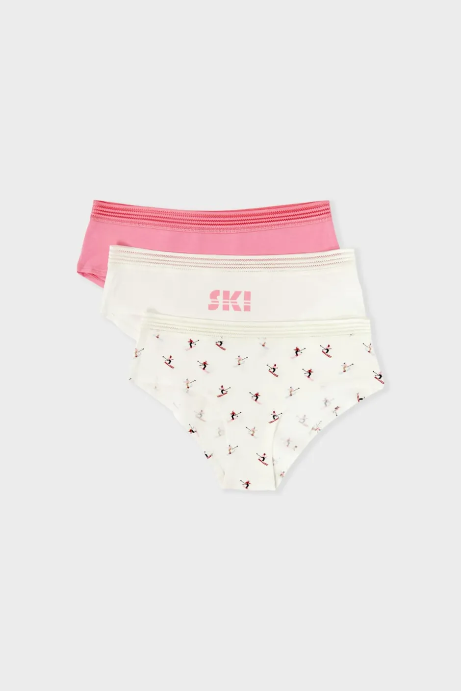 ETAM Culotte|Packs De Braguitas|Set de 3 bragas culottes de algodón y encaje con motivos ROSA