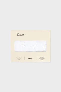 ETAM Culotte|Packs De Braguitas|Set de 3 bragas culottes de algodón BLANCO