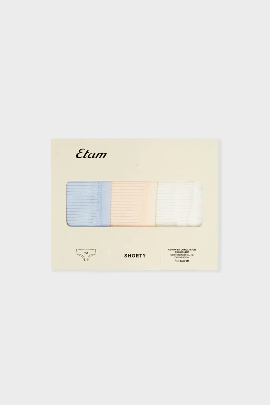 ETAM Culotte|Packs De Braguitas|Set de 3 bragas de algodón CRUDO
