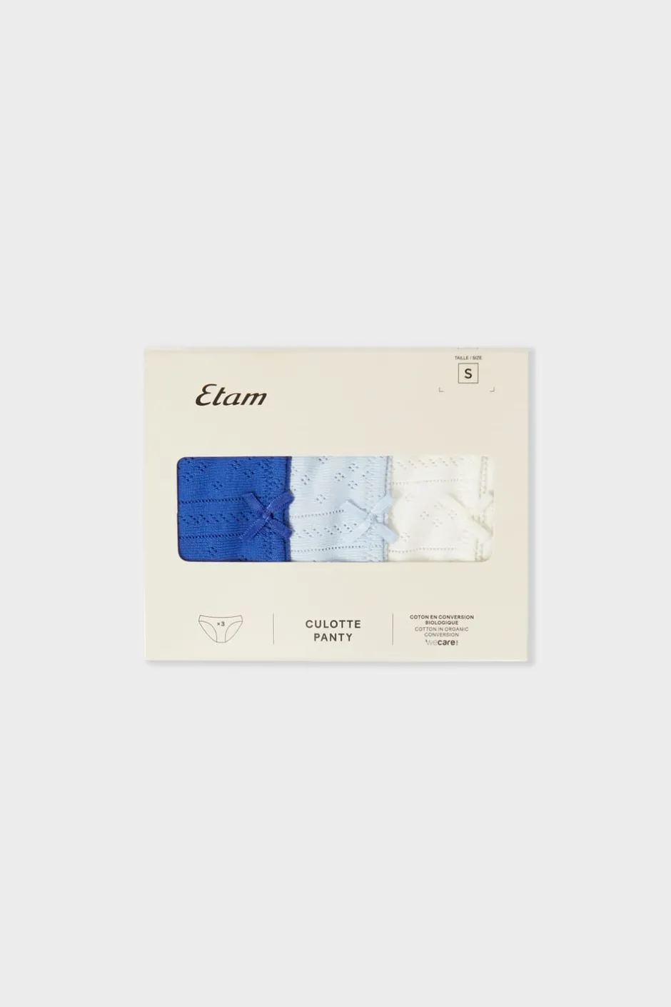 ETAM Braguita|Packs De Braguitas|Set de 3 bragas de algodón AZUL CIELO