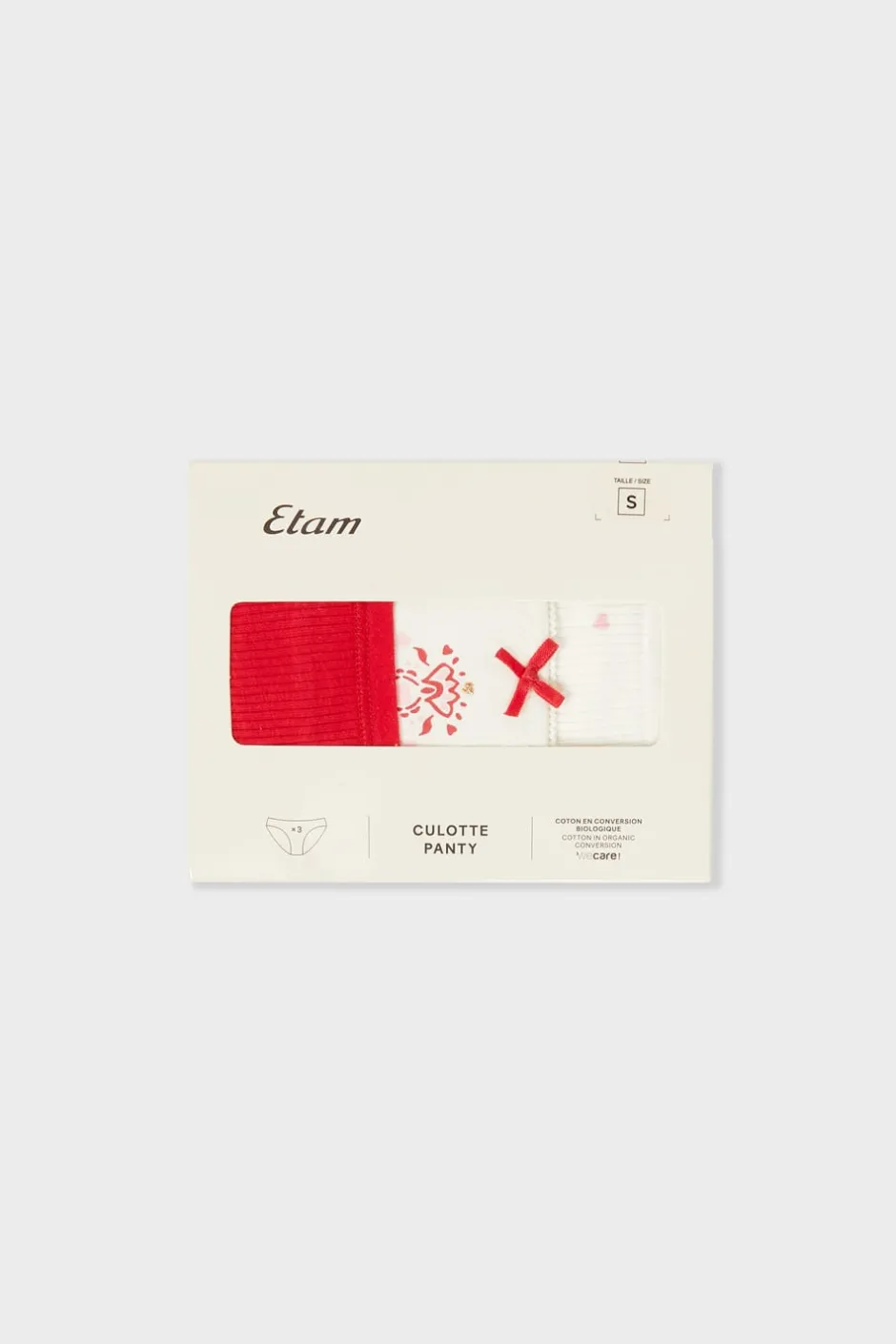 ETAM Braguita|Packs De Braguitas|Set de 3 bragas de algodón ROJO