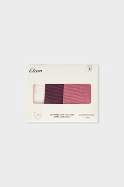 ETAM Talle Alto|Braguita|Set de 3 bragas de algodón ROSA EMPOLVADO