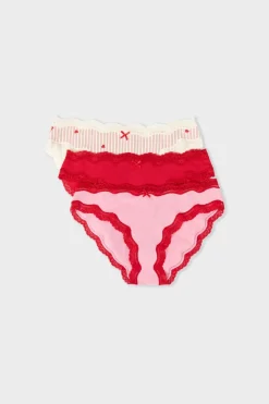 ETAM Braguita|Packs De Braguitas|Set de 3 bragas de algodón ROJO
