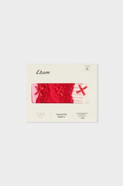 ETAM Braguita|Packs De Braguitas|Set de 3 bragas de algodón ROJO