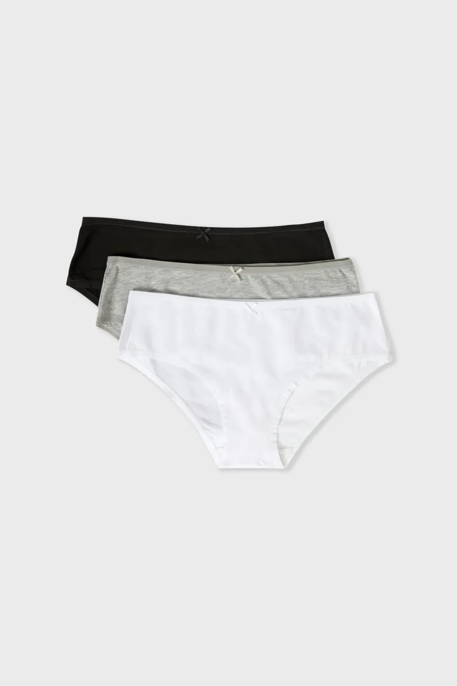 ETAM Culotte|Packs De Braguitas|Set de 3 braguitas culotte de algodón orgánico BLANCO/NEGRO/C.GRIS