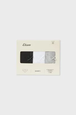 ETAM Culotte|Packs De Braguitas|Set de 3 braguitas culotte de algodón orgánico BLANCO/NEGRO/C.GRIS