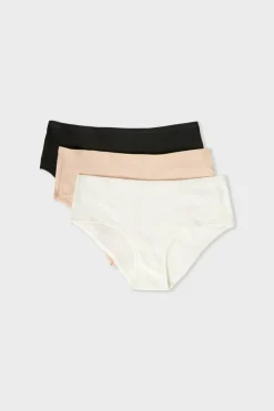 ETAM Culotte|Packs De Braguitas|Set de 3 braguitas culotte de algodón ROSA NUDE