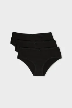 ETAM Culotte|Packs De Braguitas|Set de 3 braguitas culotte de algodón orgánico NEGRO