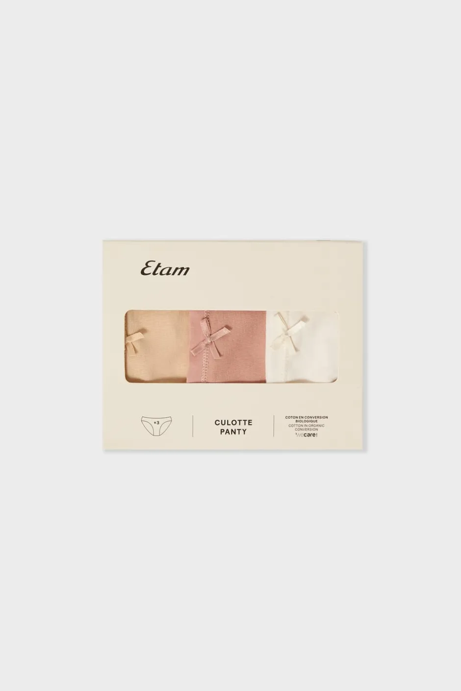 ETAM Braguita|Novedades Braguitas|Set de 3 braguitas de algodón ecológico BLANCO ROTO