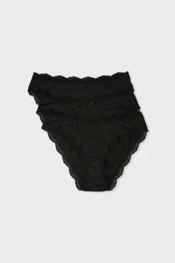 ETAM Braguita|Packs De Braguitas|Set de 3 braguitas de microfibra y encaje NEGRO