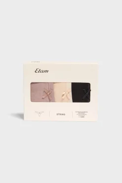 ETAM Packs De Braguitas|Novedades Braguitas|Set de 3 tangas a juego de algodón orgánico TOPO