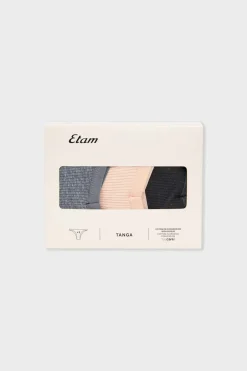 ETAM Tanga Brasileño|Novedades Braguitas|Set de 3 tangas de algodón MULTICOLOR