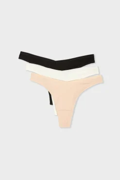 ETAM Tanga Brasileño|Packs De Braguitas|Set de 3 tangas de algodón MAQUILLAJE