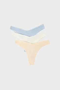 ETAM Tanga Brasileño|Packs De Braguitas|Set de 3 tangas de algodón CRUDO