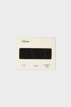 ETAM Tanga Brasileño|Packs De Braguitas|Set de 3 tangas de algodón NEGRO