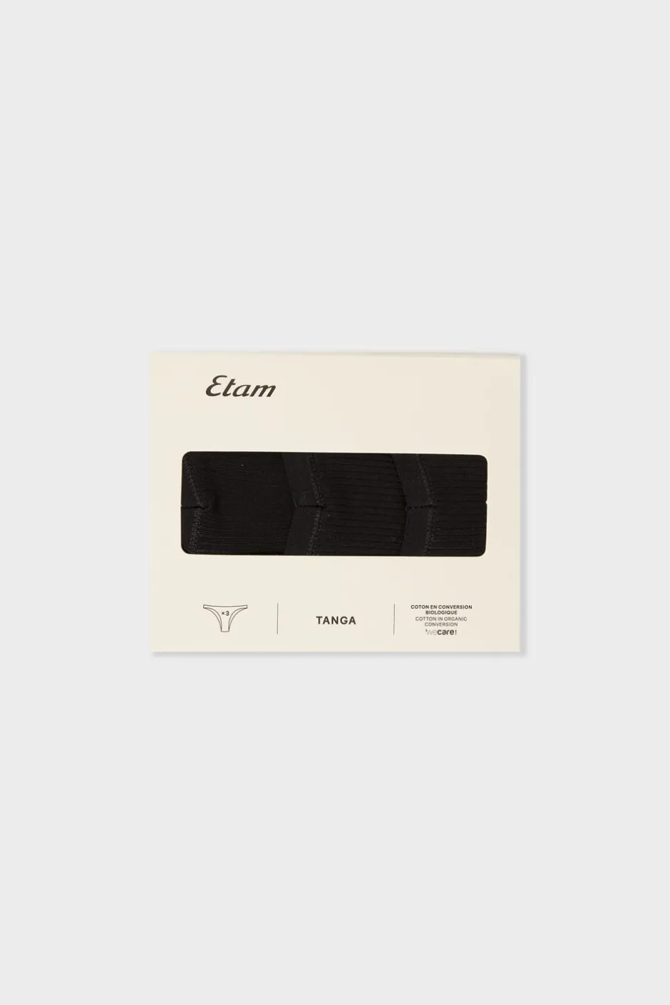ETAM Tanga Brasileño|Packs De Braguitas|Set de 3 tangas de algodón NEGRO