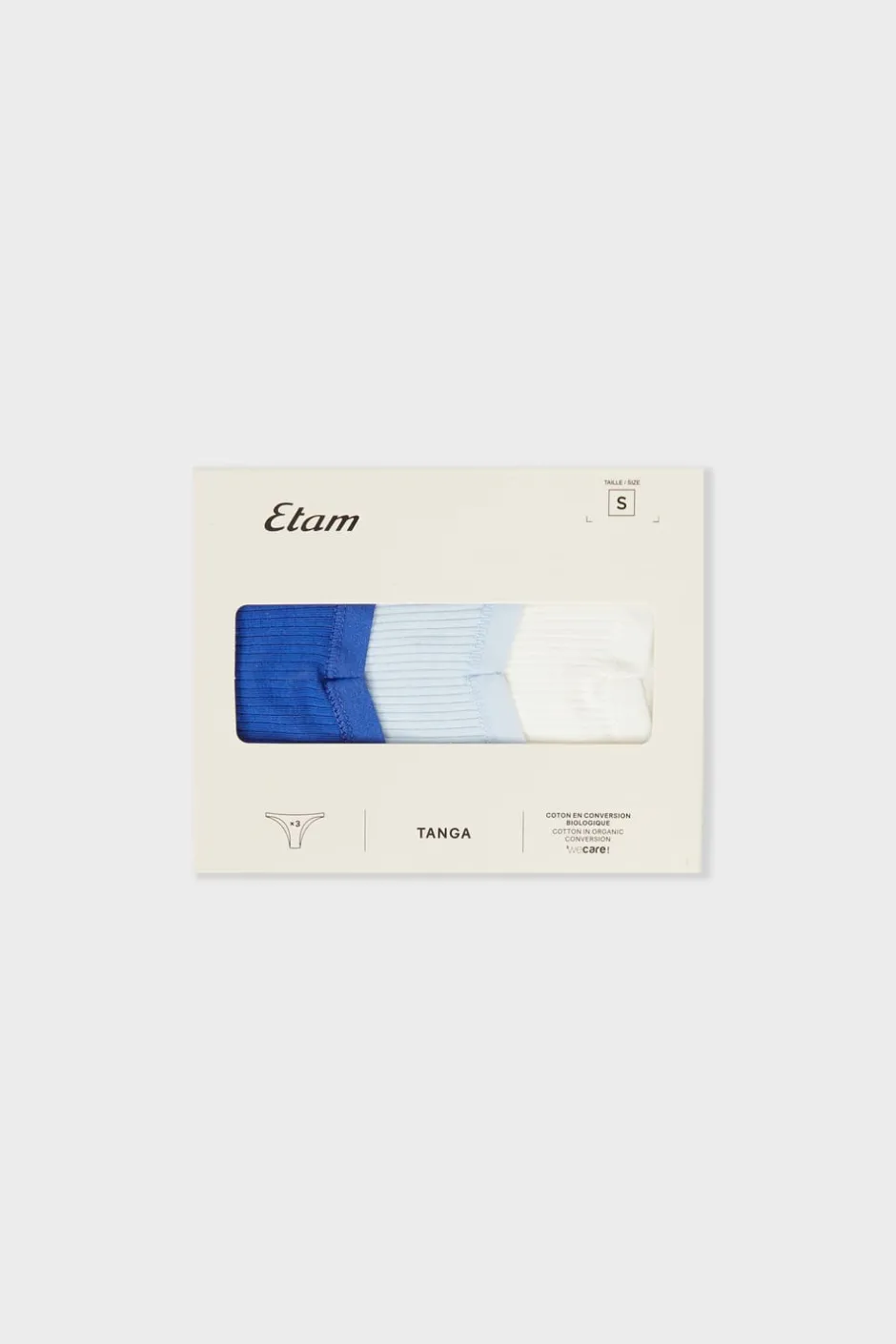 ETAM Tanga Brasileño|Packs De Braguitas|Set de 3 tangas de algodón AZUL NOCHE