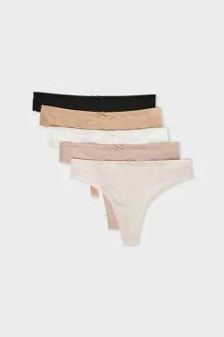 ETAM Tanga Brasileño|Packs De Braguitas|Set de 5 tangas de microfibra MULTICOLOR