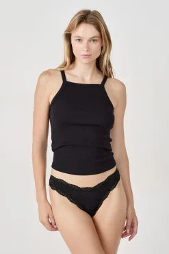 ETAM Tanga Brasileño|Packs De Braguitas|Set de 3 tangas de microfibra y encaje NEGRO