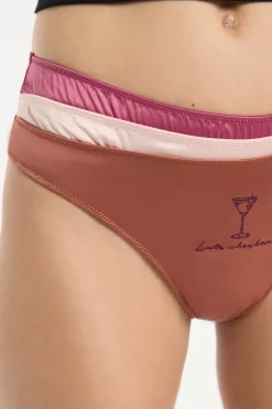 ETAM Tanga Brasileño|Packs De Braguitas|Set de 3 tangas satinados rosa nude
