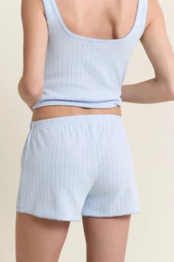 ETAM Los Pijamas Más Responsables|Pijamas Esenciales|Short de pyjama en coton en pointelle BLEU AZUR