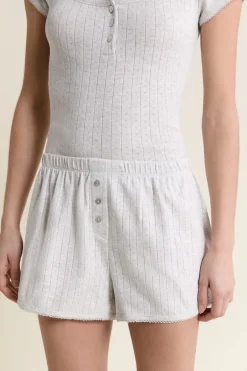 ETAM Pijamas Esenciales|Los Pijamas Más Responsables|Short de pyjama en coton en pointelle GRIS