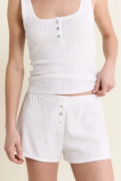 ETAM Los Pijamas Más Responsables|Pijamas Esenciales|Short de pyjama en coton en pointelle ECRU