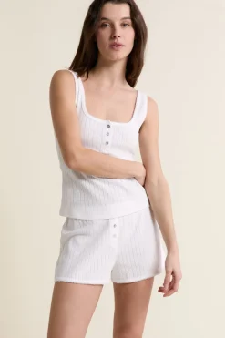ETAM Los Pijamas Más Responsables|Pijamas Esenciales|Short de pyjama en coton en pointelle ECRU