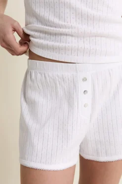 ETAM Los Pijamas Más Responsables|Pijamas Esenciales|Short de pyjama en coton en pointelle ECRU