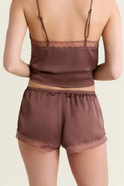 ETAM Los Pijamas Más Responsables|Partes De Abajo De Pijama|Short de pyjama satiné CHOCOLAT