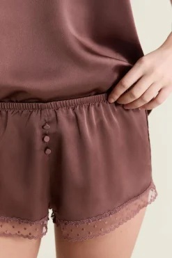 ETAM Los Pijamas Más Responsables|Partes De Abajo De Pijama|Short de pyjama satiné CHOCOLAT