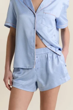 ETAM Partes De Abajo De Pijama|Short de pyjama satiné à pois IMP BLEU VERT