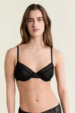 ETAM Sujetadores De Encaje|Balconette|Soutien-gorge en dentelle avec bijou doré NOIR