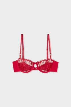 ETAM Balconette|Soutien-gorge N.9 - Balconnet en broderie ROUGE